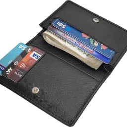 Men & Women Black Artificial Leather Card Holder - Mini-picture-17