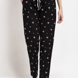 Women Printed Black Track Pants-image-66