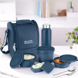 Supreme Microwave Safe Set of 5 with Bottle|Bag & Cutlery 5 Containers Lunch Box-image-73