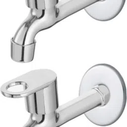 SS Holex Long Bib Cock Foam Flow Brass Disc with Wall Flange - Pack of 2 Bib Tap Faucet-picture-10