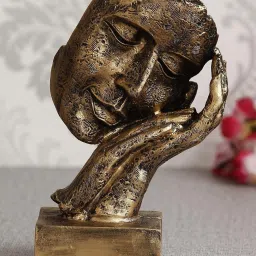 DAY CREATION Antique Look Human Face Resting On Hands Handcrafted Polyresien Decorative Showpiece - 21 cm-image-78