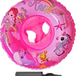 Swimming Ring with Air Pump for Kids Tube with Float Seat Leg Holes & Handles-11