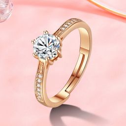 myki Super Elegant Engagement Adjustable Ring For Women & Girls Stainless Steel Swarovski Zirconia Gold Plated Ring-picture-29