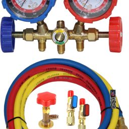 Analog Tire Pressure Gauge Manifold Gauge Set,Opener Tap Valve,Valve 1/4" Male to 5/16" Female Adapter-image-47