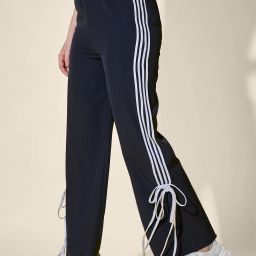 Women Striped Dark Blue Track Pants-image-9