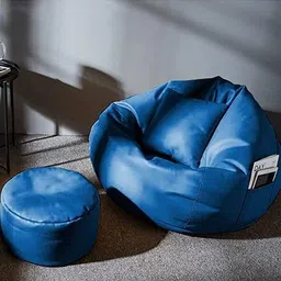 flipkart perfect homes studio XXXL Filled Bean Bag with Cushion and Footrest - Scratch Resistant Premium Leatherite Bean Bag Chair With Bean Filling-picture-16