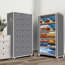 5 Layer Cabinet print PP Collapsible Wardrobe-3