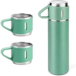 Steel Vacuum Flask Set with 3 Stainless Stainless Steel Coffee Mug-1