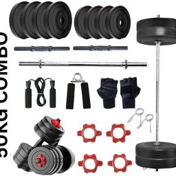 50 kg 50KG PVC Home Gym Set – Straight Bar, Dumbbells, Accessories Home Gym Combo-image-102