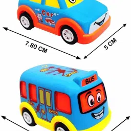 kammateswara Set of 7 heavy plastic cartoon toy vehicle in push and go vehicle image 2