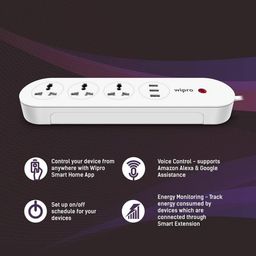wipro 3 Sockets Smart Extension Board (Qualcomm Quick Charge 3.0, DSE3150, White) image 5