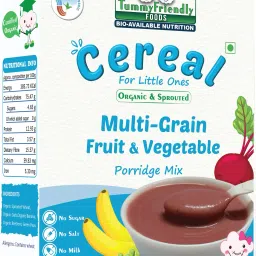 Certified USDA Organic Sprouted Multi Grain Fruit Vegetable (Sprouted Wheat, Oats, Banana, Beetroot, Green Peas) Porridge Mix | Organic Baby Food For 8 Months Old | Made of Sprouted Whole Wheat | 200g Cereal-image-4