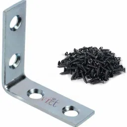 Set of 20 Pcs Iron Corner Brace with 80 Screw, 90 Degree Joint Right Angle L Shape Bracke for Wood Chair Bookshelf Board Window Furniture 1.5 inch Shelf Bracket-19