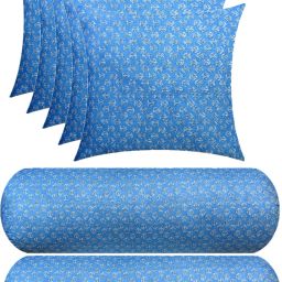 5 Cushion And 2 Microfibre Floral Bolster Pack of 7-image-84
