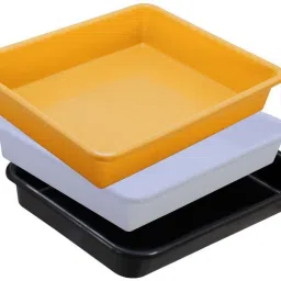 Plastic Prime Exel Small Tray For Home/Office,3 pc Tray 2Ltr,White Yellow Black Tray-image-7