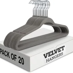 Velvet Hanger set with 360° Swivel Hook, for Coats, Non Slip notched shoulders Plastic Shirt Pack of 20 Hangers ForShirt-picture-25