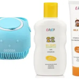 Soft Massage Bath Brush with Baby Shampoo(200ml), Baby Cream(50g)-image-44