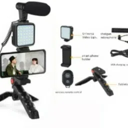 Clairbell TEJ_564L_Vlogging Video Making Kit with tripod, holder, microphone & led light Tripod Kit image 2