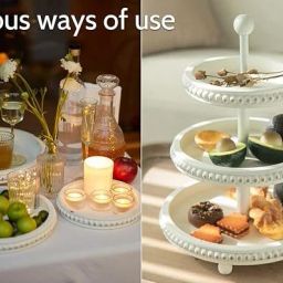 3 tier Decorative Tray For Cake Pastrey Snaks, Serving tray Chirstmas Decor Tray Serving Set-image-75