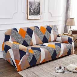 Polyester Geometric 3 Seater Sofa Cover-image-3