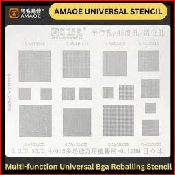 akt AMAOE Universal BGA Reballing Stencil for Mobile CPU IC Repair Rebelling 0.3 0.35 0.4 0.5 Parallel 45 Degree Hole Misaligned Multipurpose used Mobile Repairing stencil Stencil image 5