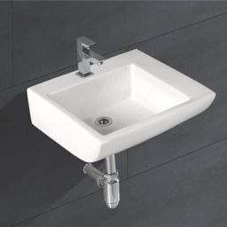 Wall Hung/Wall Mounted Countertop, Tabletop Ceramic Bathroom Sink / Ceramic Wall Hung/Table Top Wall Mounted Premium Ceramic Wash Basin/Vessel Sink Slim Rim for Bathroom 20 x 17 Inch Wall Hung Basin-image-71