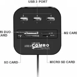 SarvoTeleweb All in One USB Hub Combo 3 ports and 2.0 for Pen drives Card Reader Card Reader image 4