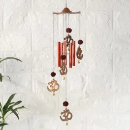 Vastu / Feng Shui Om Rudraksha Wind Chime For Outdoor / Home / Good Luck Brass Windchime-5