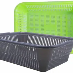 Plastic Prime Natasha 1013 Multipurpose Basket, Set of 2 Pc, 4 Ltr, Green Grey Plastic Fruit & Vegetable Basket-image-71