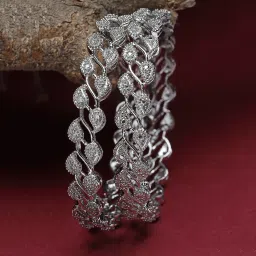 Brass Cubic Zirconia Gold-plated Bangle Set-image-14
