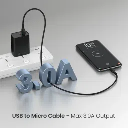 Portronics Micro USB Cable 3 A 1 m Konnect Core 3 USB-A to Micro Cable,Inbuilt Cable Management Hook,3A image 2