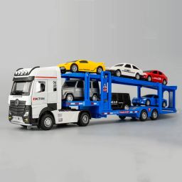 Carrier Transporter Truck Car Truck Toy with Sounds Lights Pull Back Trailer-image-63