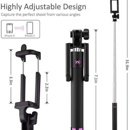 POZUB Mobile Wired Selfie stick tripod mobile holder +Bluetooth Remote Photo Shutter Tripod, Monopod, Monopod Kit, Tripod Kit, Tripod Clamp, Tripod Bracket image 3