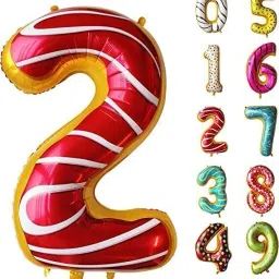 Printed 2nd Birthday Party Foil Mylar Number Second Balloon for Kid Girl Boy DonutNumber Balloon-image-7