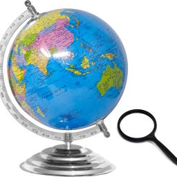 Kids, STEM STEAM Educational World with 75mm Magnifying Glass Desk & Table Top Political World Globe-image-50