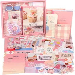 346pcs Aesthetic Journal Supplies Kit, Perfect for Gifting, Pink Ice Cream Theme, Scrapbook Kit-26