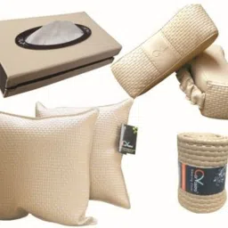 2 car cushion, 2 neck rest, 1 tissue box, 1 steering cover Combo-image-1