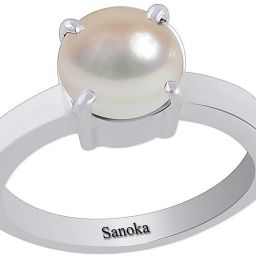 Certified Moti 3.9 cts or 4.25 ratti Sterling Silver Pearl Sterling Silver Plated Ring-image-68