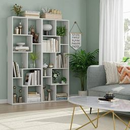 furneaser Medina Geometric Book shelf, Bookcase, Corner Display Rack Shelf, Organizer, Engineered Wood Open Book Shelf image 5