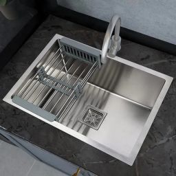 (24"x18"x10" Inch). Single Bowl Handmade Kitchen Sink. Oath Vision_01 Kitchen Sink S.S.304 Grade Vessel Sink-image-83