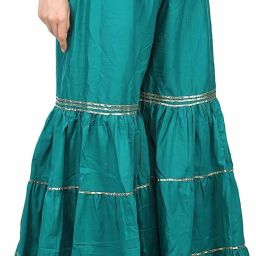 Women Regular Fit Green Viscose Rayon Trousers-image-1