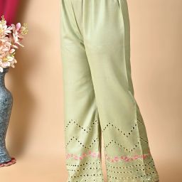Women Flared Mid Rise Light Green Jeans-image-13