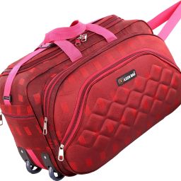 50 L Strolley Duffel Bag - STYLISH TRAVEL DUFFEL LUGGAGE BAG WITH TOW WHEEL TRAVELLING MEN WOMEN BAGS - Red - Regular Capacity-image-39