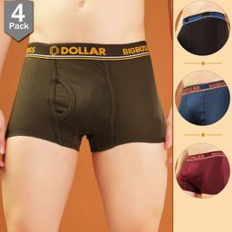 dollar bigboss Pack of 4 Combed Cotton Double Pouch Support Solid Men Trunk-picture-16