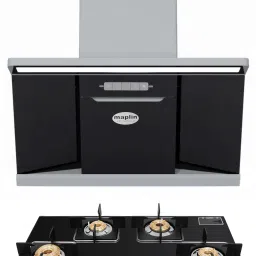 Combo of Auto Ignition Gas Cooktop GH4B and W90 (90cm) Auto Clean Wall Mounted Black 1400 CMH Chimney-image-84