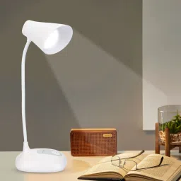 Electric White Table & Desk Lamp With Touch Dimmer Flexible Study LED Table Lamp Study Lamp (17 cm, White , Grey ) Study Lamp-2