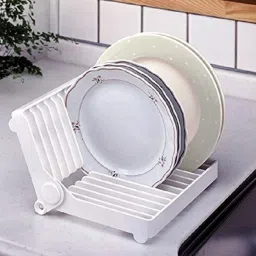 Plate Kitchen Rack Plastic Folding Kitchen 12 Slots Dish Drainer Drying Rack Organizer Plastic-image-2