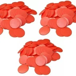 ROUND PLASTIC PLAIN TOKEN COIN FOR SHOP, GAMES, STORES, SCHOOL (300 COIN, RED)-25