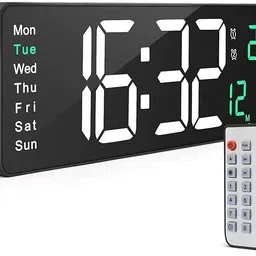 shrevi impex Digital White-Green Rectangle Clock with remote control LED Display Clock-picture-6