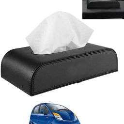 Tissue Holder Black Leatherite/Include Tissue/Save Space For Home/Car/Office-155 Vehicle Tissue Dispenser-0